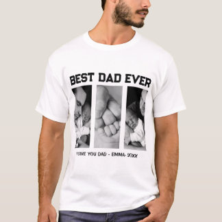 Trendy Op Maat Beste Papa Ooit Foto Baby Naam & Ja T-shirt