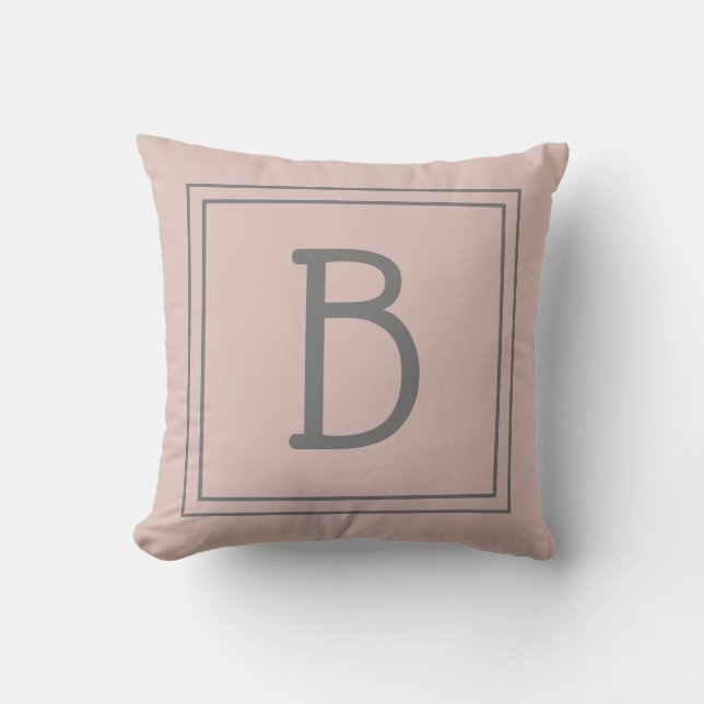 Trendy op maat gemaakte monogram initiaal chic roz kussen (Voorkant)