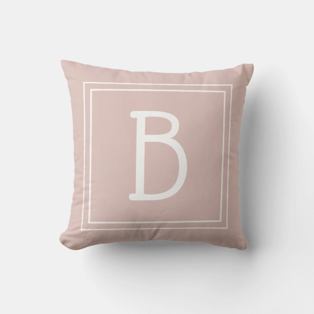 Trendy op maat gemaakte monogram initiaal chic roz kussen (Voorkant)