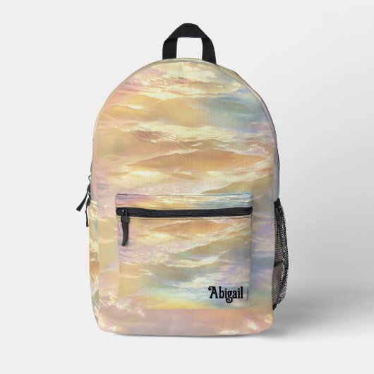 Trendy Opal Iridescent Holographic School Backpack Bedrukte Rugzak (Voorkant)