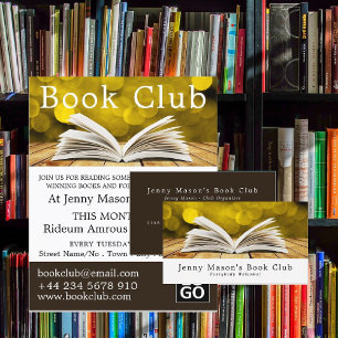 Trendy open boek, boekclub adverteren flyer