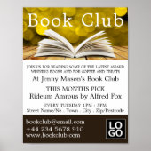 Trendy Open Book, Book Club Adverteren Poster (Voorkant)