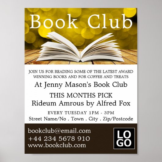 Trendy Open Book, Book Club Adverteren Poster (Voorkant)
