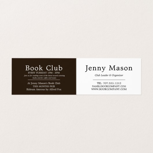 Trendy Open Book, Book Club Gedetailleerd Visitekaartje (Binnenkant ongevouwen)