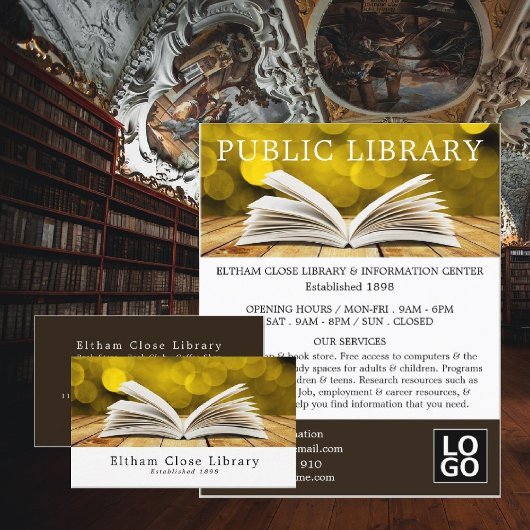 Trendy Open Book, Library Adverteren Flyer