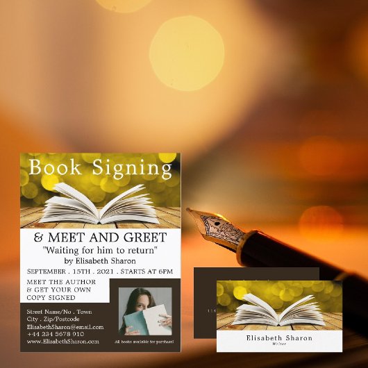 Trendy Open Book, Writers Book Signing Adverteren Flyer
