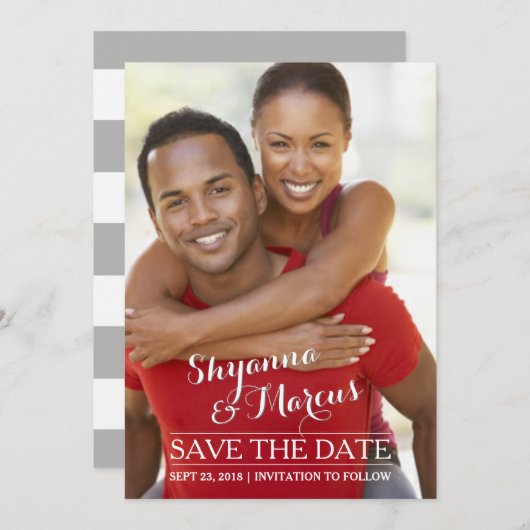 Trendy Opslaan van de datum Aangepaste foto Templa Save The Date (Voorkant / Achterkant)