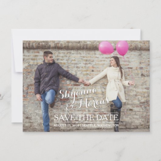 Trendy Opslaan van de datum Horizontale foto Templ Save The Date (Voorkant)