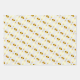 Trendy Opulent Gold en White Multi Pattered Inpakpapier Vel