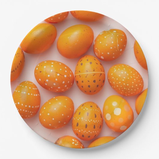 Trendy Orange Easter Eggs Pattern Paper  Papieren Bordje (Voorkant)