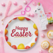 Trendy Orange & Yellow Easter Eggs Pattern Paper Papieren Bordje (Feest)