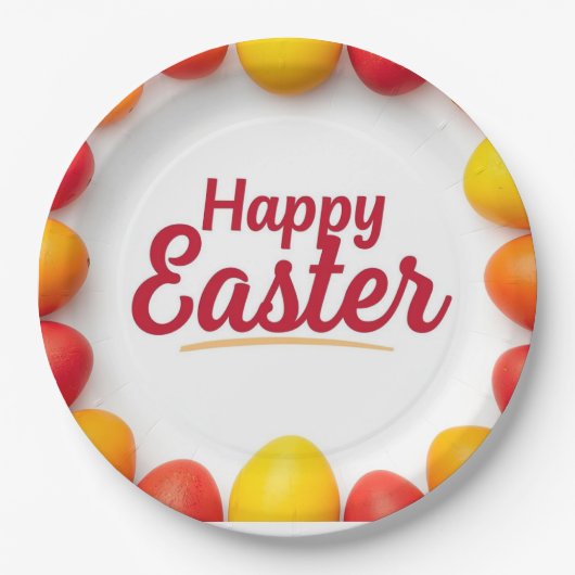 Trendy Orange & Yellow Easter Eggs Pattern Paper Papieren Bordje (Voorkant)