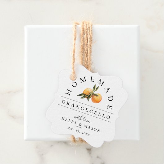 Trendy Orangecello Likeur Bruiloft Bedankjes Labels (In situ)