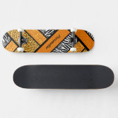 Trendy Oranje African Animal Print met naam Persoonlijk Skateboard (Horizontaal)