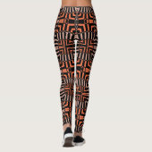 Trendy Oranje & Black op Art Geometric Pattern Leggings (Achterkant)