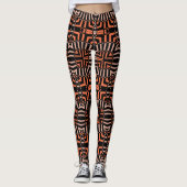 Trendy Oranje & Black op Art Geometric Pattern Leggings (Voorkant)
