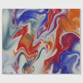 Trendy Oranje blauw marmerontwerp Cadeaupapier (Vlak)