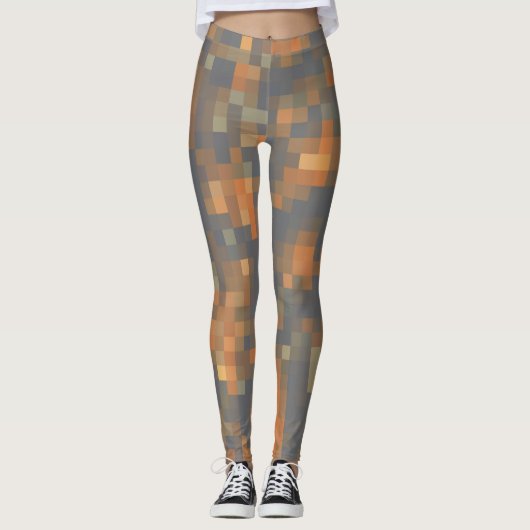 Trendy Oranje Blue Stripes Leggings (Voorkant)