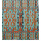 Trendy Oranje bruine Turquoise Blauwgroen Blauwe T Douchegordijn (Voorkant)