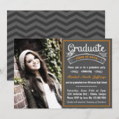 Trendy Oranje Chalkboard Typografie Afstuderen Kaart (Voorkant / Achterkant)