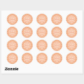 Trendy Oranje Chevron Zigzag Name en Monogram Ronde Sticker (Vel)