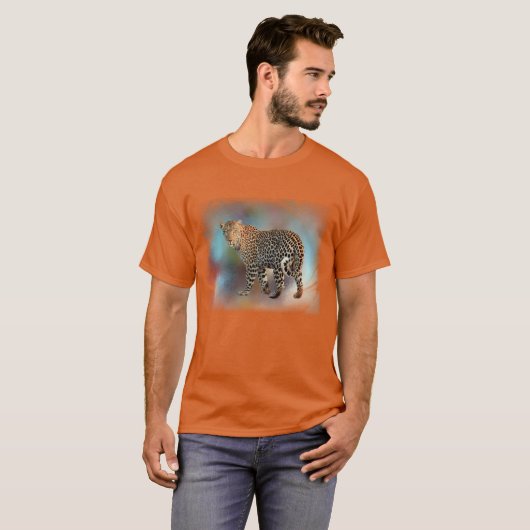 Trendy Oranje Colour Leopard Elegant Modern T-shirt (Voorkant volledig)