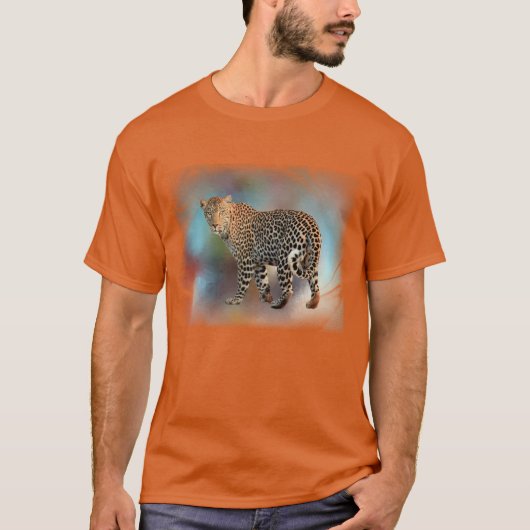 Trendy Oranje Colour Leopard Elegant Modern T-shirt (Voorkant)