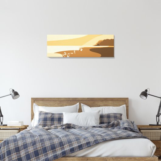 Trendy Oranje Digital Art Seascape Canvas afdrukke (Insitu (Slaapkamer))