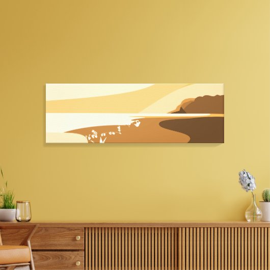 Trendy Oranje Digital Art Seascape Canvas afdrukke (Insitu (Woonkamer))