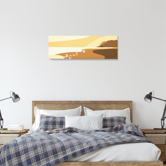 Trendy Oranje Digital Art Seascape Canvas afdrukke (Insitu (Slaapkamer))
