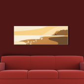Trendy Oranje Digital Art Seascape Canvas afdrukke
