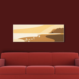 Trendy Oranje Digital Art Seascape Canvas afdrukke Afdruk