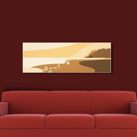 Trendy Oranje Digital Art Seascape Canvas afdrukke Afdruk