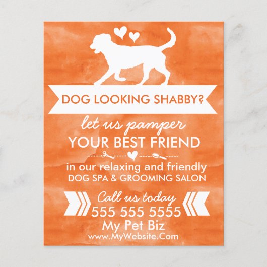 Trendy Oranje Dog Grooming Flyer -  (Voorkant)