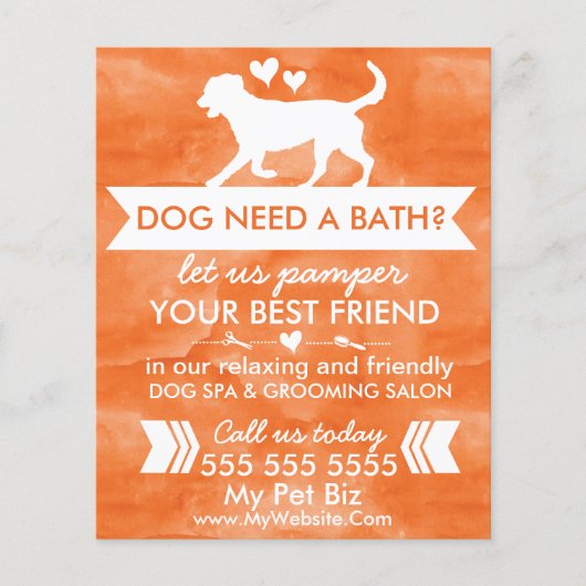 Trendy Oranje Dog Grooming Flyer -  (Voorkant)