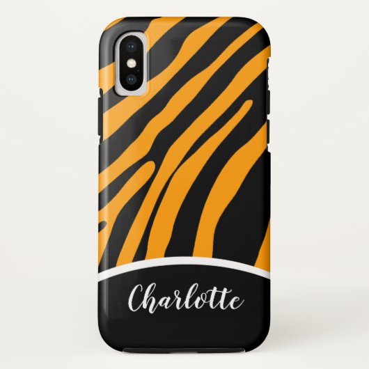 Trendy Oranje en Black Zebra Stripe telefoontas Case-Mate iPhone Case (Achterkant)