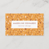 Trendy Oranje en Brown Terrazzo Visitekaartje (Voorkant)