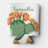 Trendy Oranje Flower Prickly Pear Cactus Blikjeskoeler (Voorkant)