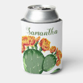 Trendy Oranje Flower Prickly Pear Cactus Blikjeskoeler (Blikje Achterkant)