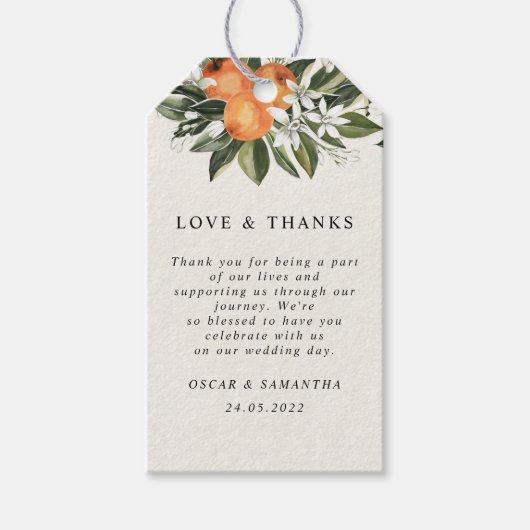 Trendy Oranje Flowers & Leaf Beauty Lijst Cadeaulabel (Voorkant)