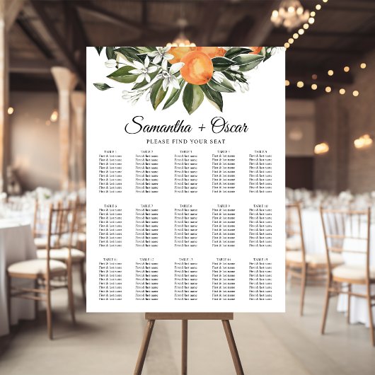 Trendy Oranje Flowers & Leaf Beauty Lijst Poster