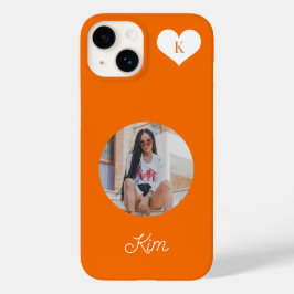 Trendy oranje foto en naam gepersonaliseerd modern Case-Mate iPhone 14 hoesje