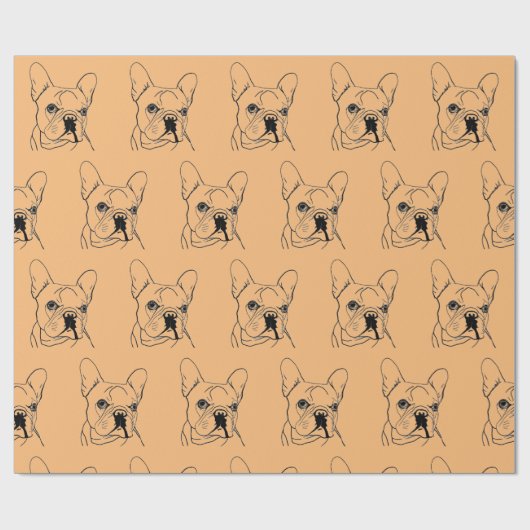Trendy Oranje French Bulldog Bull Dog Cadeaupapier (Vlak)