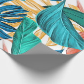 Trendy Oranje Geel Groen Tropisch Oerwoud Bladeren Cadeaupapier (Hoek)