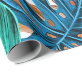 Trendy Oranje Geel Groen Tropisch Oerwoud Bladeren Cadeaupapier (Rol Hoek)