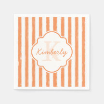 Trendy Oranje gekleurde stripes monogram en naam