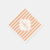 Trendy Oranje gekleurde stripes monogram en naam Servet (Hoek)