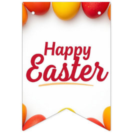 Trendy oranje & gele papier met paaseierenprint  vlaggetjes