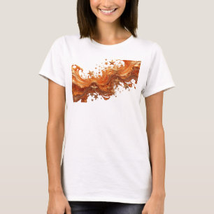 Trendy Oranje GOUDEN STERREN EN VLOEIBAAR GOUD T-shirt