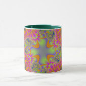 Trendy Oranje, Green and Pink Fractal Mok (Midden)